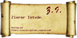 Zierer István névjegykártya
